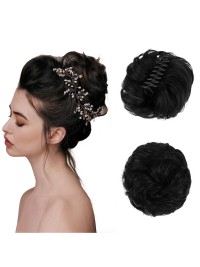 Versatile Women's Claw-in Clip Messy Bun Natural Chignon Ponytail