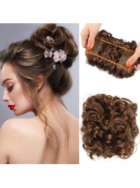 Fluffy Wavy Clip-in Hair Bun Extensions With Combs For Instant Style