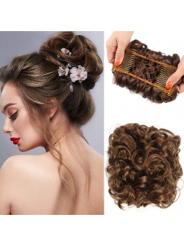 Fluffy Wavy Clip-in Hair Bun Extensions With Combs...