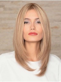 Without Bangs Blonde Straight 16" Best Human Hair Wigs For Women