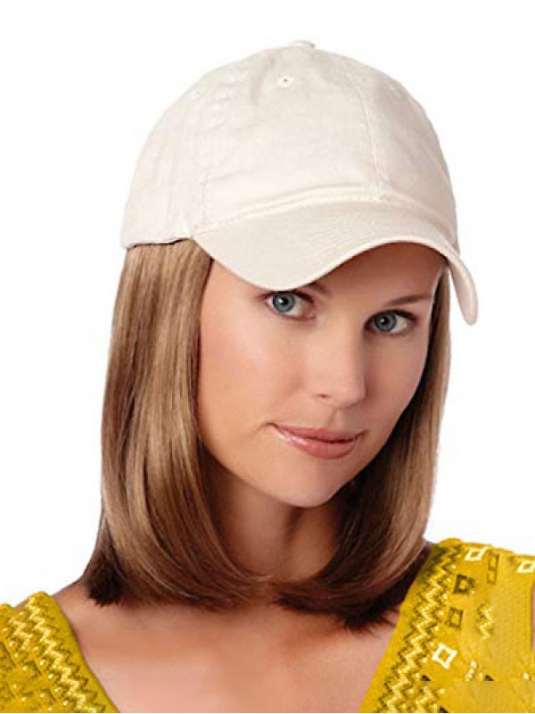 Short Bob Style Synthetic Wigs 12 Inches With White Baseball Hat