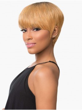 Straight Pixie Cut Human Hair Wigs With Bangs