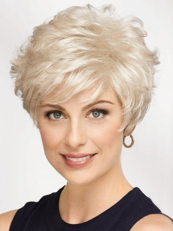 Short Platinum Blonde Wig Human Hair With Bangs