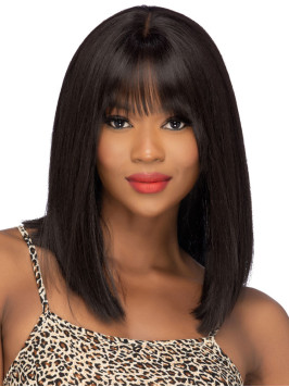 14" Shoulder Length Lace Front With Bangs Wig...