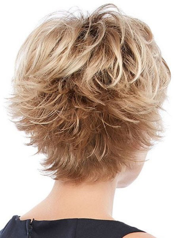 Short Blonde Capless Wigs With Bangs