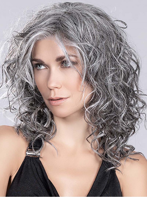 14" Curly Synthetic Capless Grey Wigs