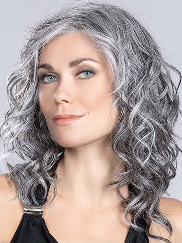 14" Curly Synthetic Capless Grey Wigs