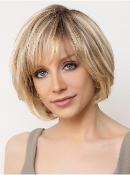 Ladies Wigs Natural Layered Bob Synthetic Wigs Wit...