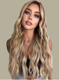 Long Ombre Blonde 26" Wavy Synthetic Wigs