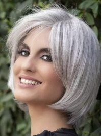 Short Grey Wigs Layered Capless Synthetic Wig