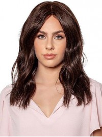 Brown Long Without Bangs Wavy Wholesale Human Hair Wigs