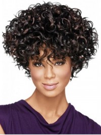 Short Curly Synthetic Capless Wigs With Bangs 8 Inches
