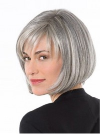 Lace Front Gray Short Straight Synthetic Wigs 10 Inches