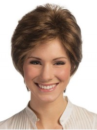 Short Lace Front Brown Straight Remy Human Wigs 8 Inches