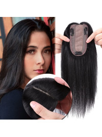 Straight Clip in Remy Hair Pieces For Women Real Human Hair For Thinning Hair Silk Top Base Human Hair Toppers